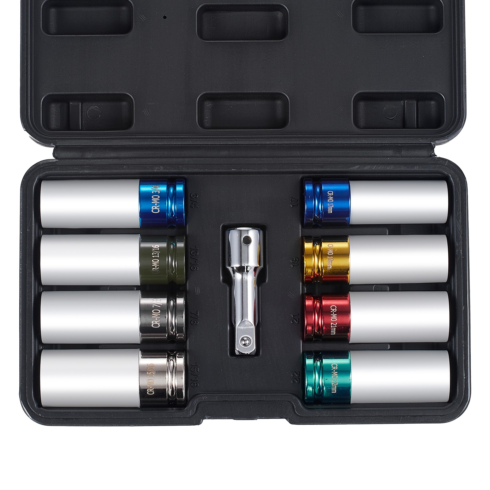 Lug Nut Impact Socket Set 1/2 In Drive Metric And SAE 6-Point Deep Socket_voghion.com